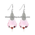 Moda nuevo diseño de larga gota de cristal rojo pendientes con diamante pavimentado venta caliente 013030736